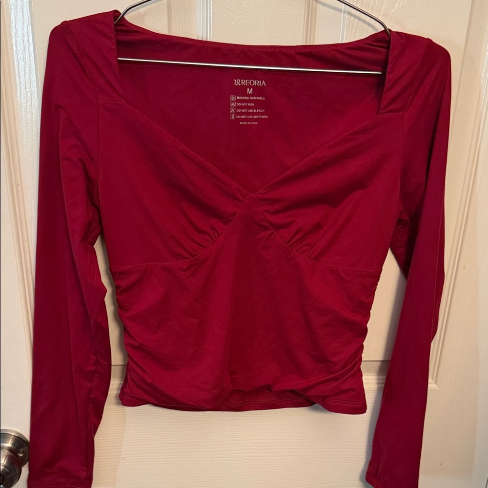 ReoRia Deep Red Long Sleeve Top